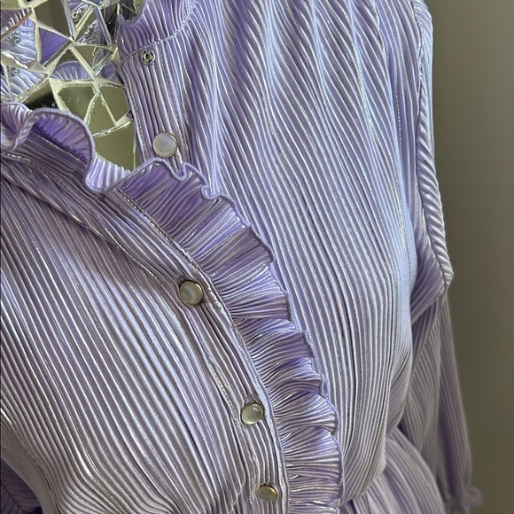 ROTATE Purple Ivy Pleated Mini Dress Ruffled - Picture 8 of 12